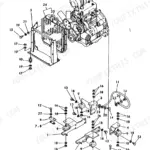 Yanmar YB10-2, Excavator YB exploded view of radiator and engine mount assembly with numbered components.