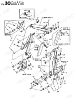 ef80329e-b-exploded-view-60 Yanmar YB10-2, Excavator YB exploded view diagram of boom and arm assembly components, pins, and bushings.