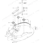 Yanmar B03 Crawler Backhoe exploded view of engine mount and accessories.