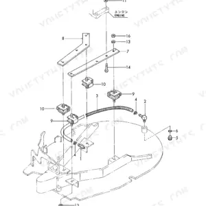 Yanmar B03 Crawler Backhoe exploded view of engine mount and accessories.