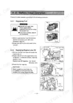 Yanmar 6LY2-STE procedures for supplying fuel and engine lube oil, including dipstick and filler cap location diagrams.