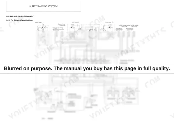 Yanmar ViO15-2 hydraulic circuit schematic for standard machines showing pump, control valve, and cylinder connections.