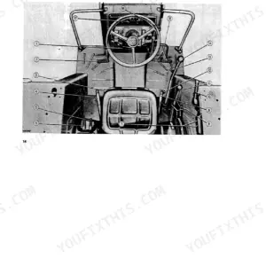 Fiat Trattori 110-90, 110-90 DT operator manual diagram showing numbered tractor cab controls and steering wheel.