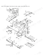 ford-1500-2-cyl-compact-tractor-parts-manual-chassis-parts-103.webp Ford 1500 exploded view diagram of the 2WD front axle assembly, steering linkage, and wheel hub components.