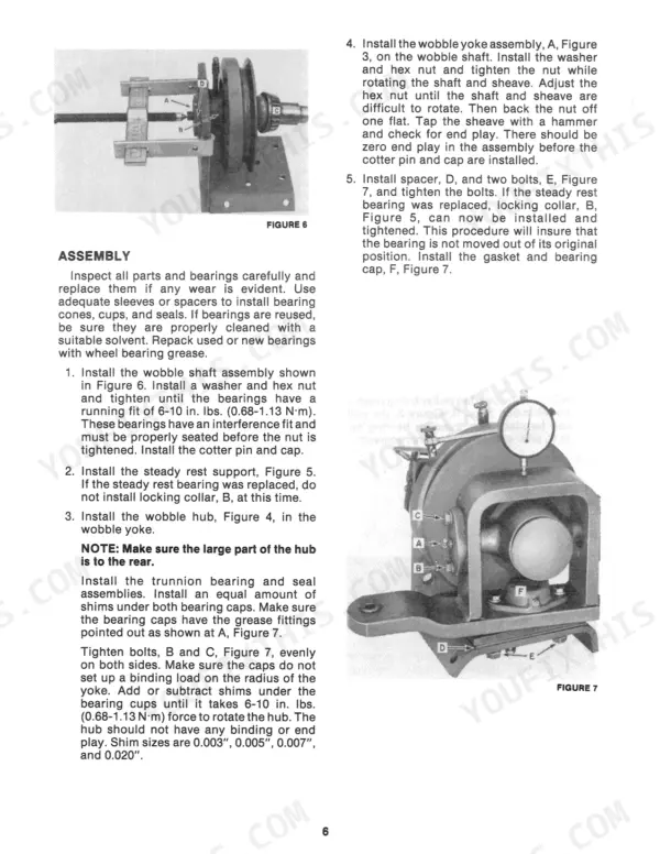 Ford New Holland 472, 477, 478, 479, 488 wobble shaft and hub assembly procedures with diagrams of yoke and bearing installation.