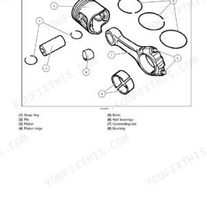 Fpt F5DFL413A*A001...F5HFL413C*A001 engine connecting rod and piston exploded view diagram with numbered parts list.