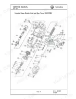 Gehl 153, 193, 223 service manual exploded view of the double axial and gear hydraulic pump assembly components.