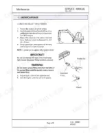 Gehl 153, 193, 223 service manual page for checking and adjusting track tension with grease gun and adjustment fitting.