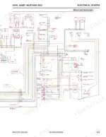 Gehl 1640E, 2012 electrical schematic showing wiring for starter, glow plugs, fuel solenoid, and engine sensors.