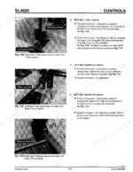 Gehl 4625 service manual page showing T-Bar and hand/foot control adjustment procedures for lift, tilt, and take-up rods.