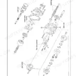 Gehl 502, 602, 652 exploded view of hydraulic pump unit structure showing swash plate, gear pump, and flow rate governor.