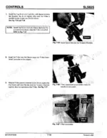 Gehl 5625, 5625SX, 5625DX manual page showing T-Bar control assembly, trunnion bracket installation, and fastener procedures.