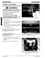 Gehl 5635SX, 5635DX, 5635SXT, 5635DXT, 6635SXT, 6635DXT seat removal, installation, and slide replacement procedures.