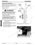 Gehl 5635SX, 5635DX, 5635SXT, 5635DXT, 6635SXT, 6635DXT hand throttle tension adjustment procedure and assembly diagrams.