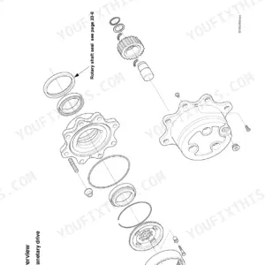 Gehl 721, 721T exploded view diagram of the planetary drive axle assembly and rotary shaft seal components.