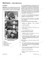 Gehl AL140, AL240, AL340 air cleaner maintenance procedures, dual-element filter replacement steps, and component diagram.