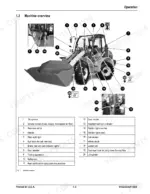 Gehl AWS36, AWS46 machine overview diagram with numbered component identification table for loader parts and lights.