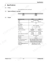 Gehl AWS36, AWS46 service manual specifications table for Deutz diesel engine models F4M 2011 and BF4M 2011.