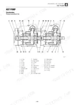 Gehl CTL55 HST pump assembly exploded view diagram with numbered parts list for shaft, swash plate, and valve plate.