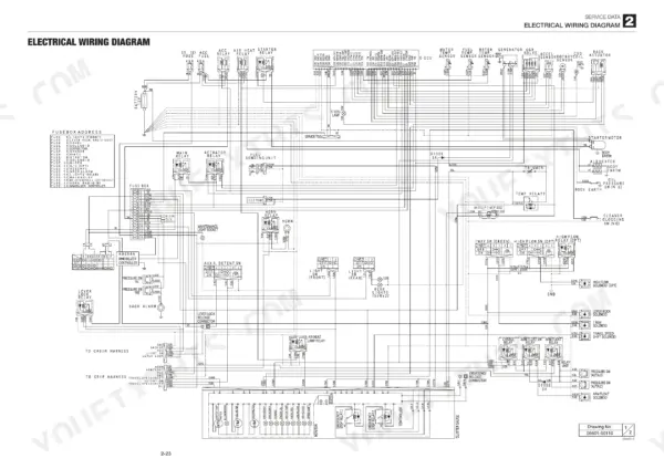 Gehl CTL65 electrical wiring diagram showing ECU, fuse box address, relays, sensors, and solenoid connections.