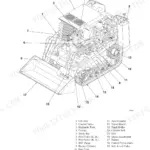 Gehl CTL70 component identification diagram showing lift arm, bucket, tracks, and hydraulic systems with numbered parts list.