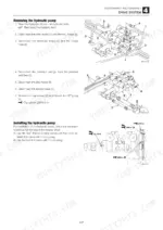 Gehl CTL85 hydraulic pump removal and installation procedure with hose and bolt torque diagrams.