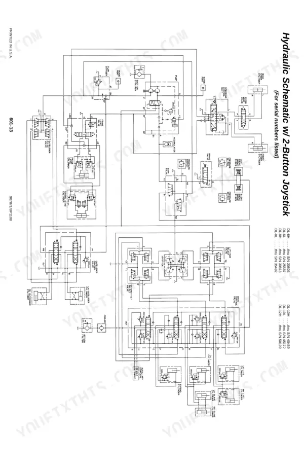 Gehl DL6, DL7, DL8, DL9, DL10, DL11, DL12 hydraulic schematic with 2-button joystick and outrigger controls.