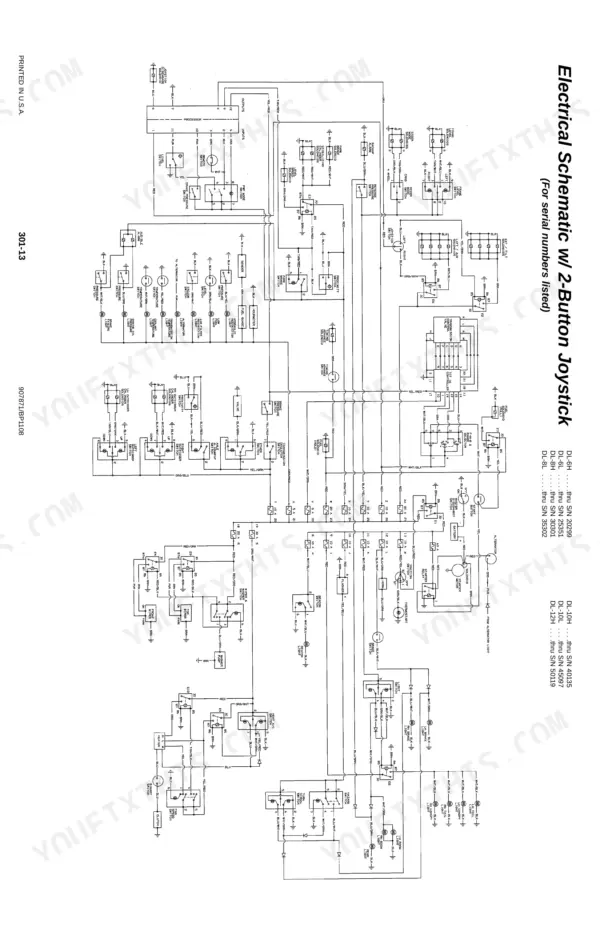 Gehl DL6, DL7, DL8, DL9, DL10, DL11, DL12 electrical schematic diagram for 2-button joystick control system.