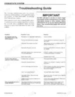Gehl Mustang 2066, Mustang 2076, Mustang 2086, Gehl 5640E, Gehl 6640E hydrostatic system troubleshooting guide table.