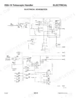 Gehl RS5-19 electrical schematic showing transmission control, park brake, lighting, and steering mode circuits.