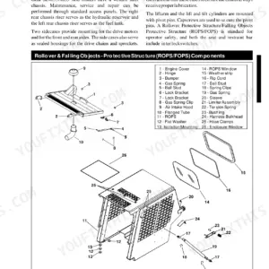Gehl SL4635, SL4835 mainframe introduction and exploded view diagram of ROPS/FOPS protective structure components.