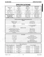 Gehl SL4635, SL4835 specifications table for engine, hydraulic system, tire options, and bucket capacities.