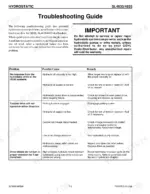 Gehl SL4635, SL4835 hydrostatic system troubleshooting guide table covering drive, traction, and wheel rotation issues.