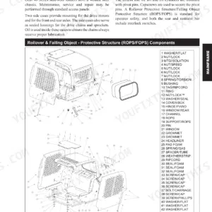 Gehl SL4640, SL4840, SL5640, SL6640 exploded view diagram of ROPS/FOPS mainframe components and parts list.