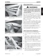 Gehl SL4640, SL4840, SL5640, SL6640 safety procedures for engaging the liftarm support device with lock pin diagrams.