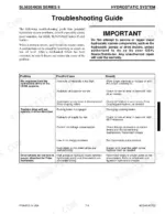 Gehl SL5635, SL6635 hydrostatic system troubleshooting guide table for drive and lift system malfunctions.