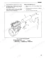 Gehl SL6620, SL6625 engine exhaust assembly exploded view and fan belt adjustment procedures.