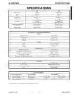 Gehl SL7600, SL7800 specifications table including engine, capacities, electrical, hydraulic, tire, and bucket data.