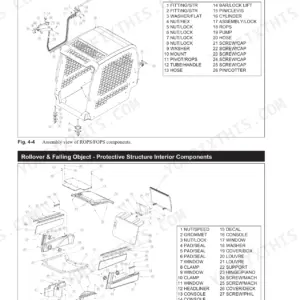 Gehl SL7610, SL7710 (EU), SL7810 exploded view diagrams of ROPS/FOPS exterior and interior cabin components.
