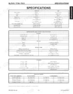 Gehl SL7610, SL7710 (EU), SL7810 engine, capacity, hydraulic, tire, and bucket specifications table.