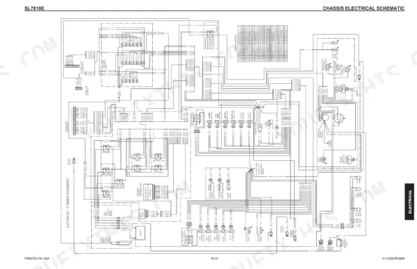 Gehl SL7810E chassis electrical schematic diagram showing fuse panel, relays, and wiring connections for engine and controls.