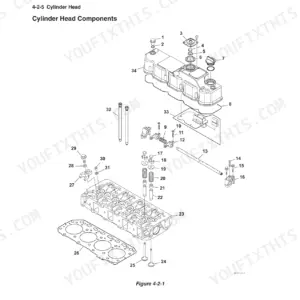 Gehl Z45 GEN:2, 450Z NXT2 exploded view diagram of engine cylinder head components, valves, and rocker arm assembly.