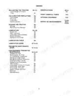 International 3388, 3588, 3788 operator manual table of contents page 3 covering maintenance, lubrication, and cab systems.