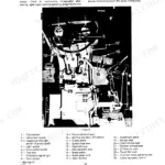 International 553, 654, 724, 824 operator manual diagram showing tractor instrument panel and control lever locations.