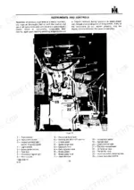 International 553, 654, 724, 824 operator manual diagram showing tractor instrument panel and control lever locations.