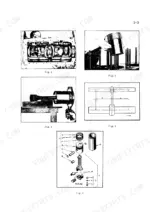 International BD-264, BD-281 engine piston, connecting rod, and cylinder liner installation and exploded view diagrams.