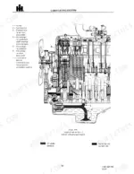 international-d-155-to-dt-402-basic-diesel-engines-service-manual-1091624r2-system-diagram-82.webp International D-155-DT-402 engine lubricating system diagram showing oil flow paths, pump suction, and internal passages.