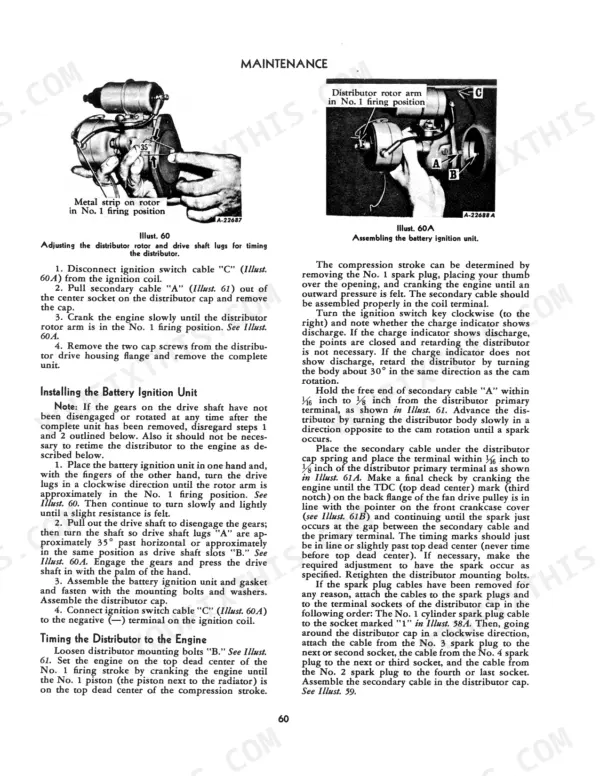 International Harvester Farmall 300, Farmall 300 Hi-Clear: Battery ignition unit maintenance, timing, and assembly guide.