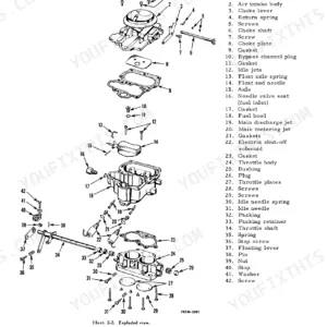 International Harvester V-304, V-345, V-392 carburetor exploded view diagram with numbered parts list.