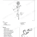 Isuzu 4HK1-6HK1 exploded view of piston and connecting rod components with removal procedure steps.